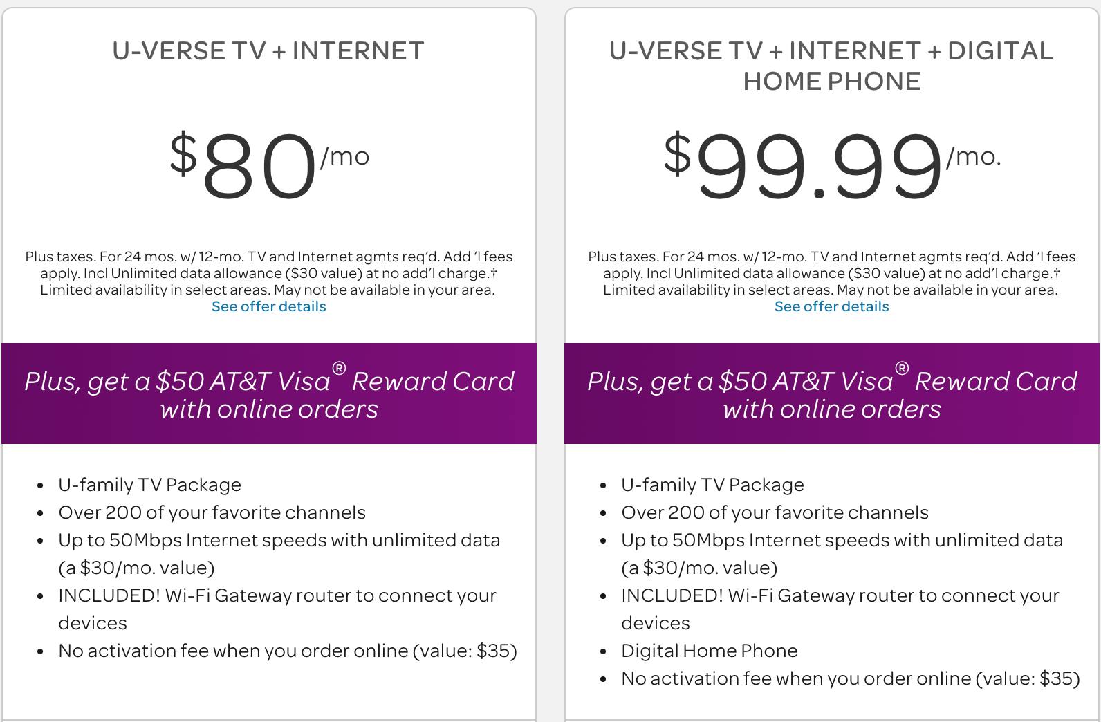 ATT uverse cost