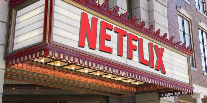 Netflix logo on cinema marquee