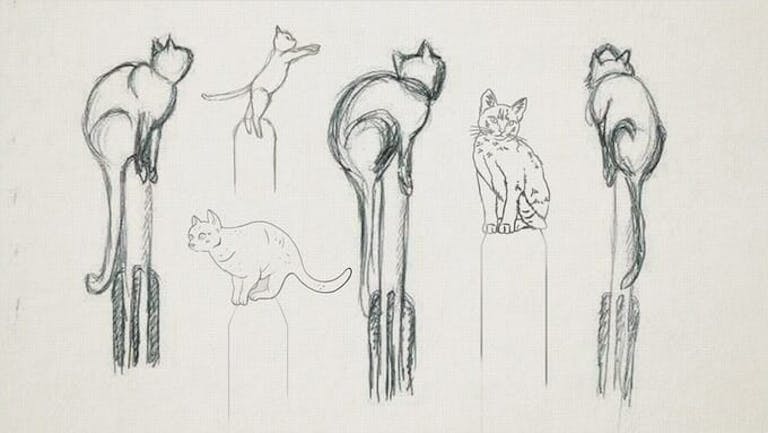 Cat rocket statue sketches