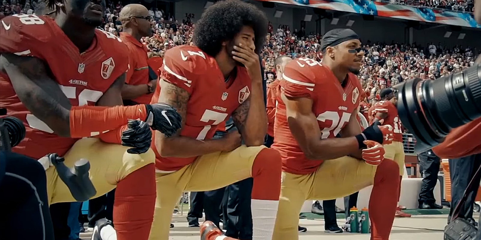 Colin Kaepernick kneeling during National Anthem