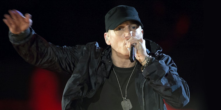 Eminem performs during The Concert for Valor in Washington, D.C.