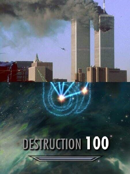 9/11 skyrim destruction meme