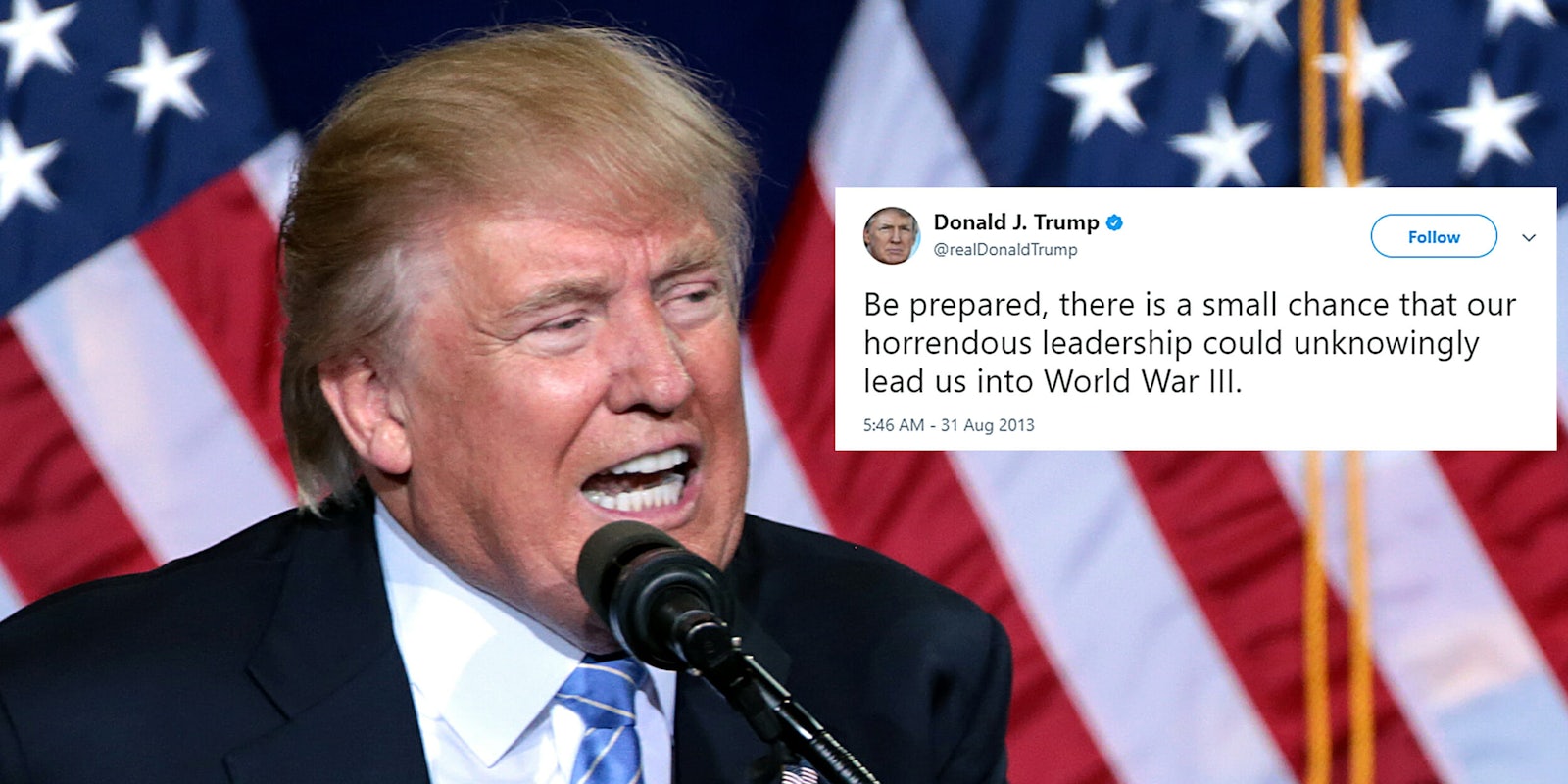Donald Trump with World War 3 tweet