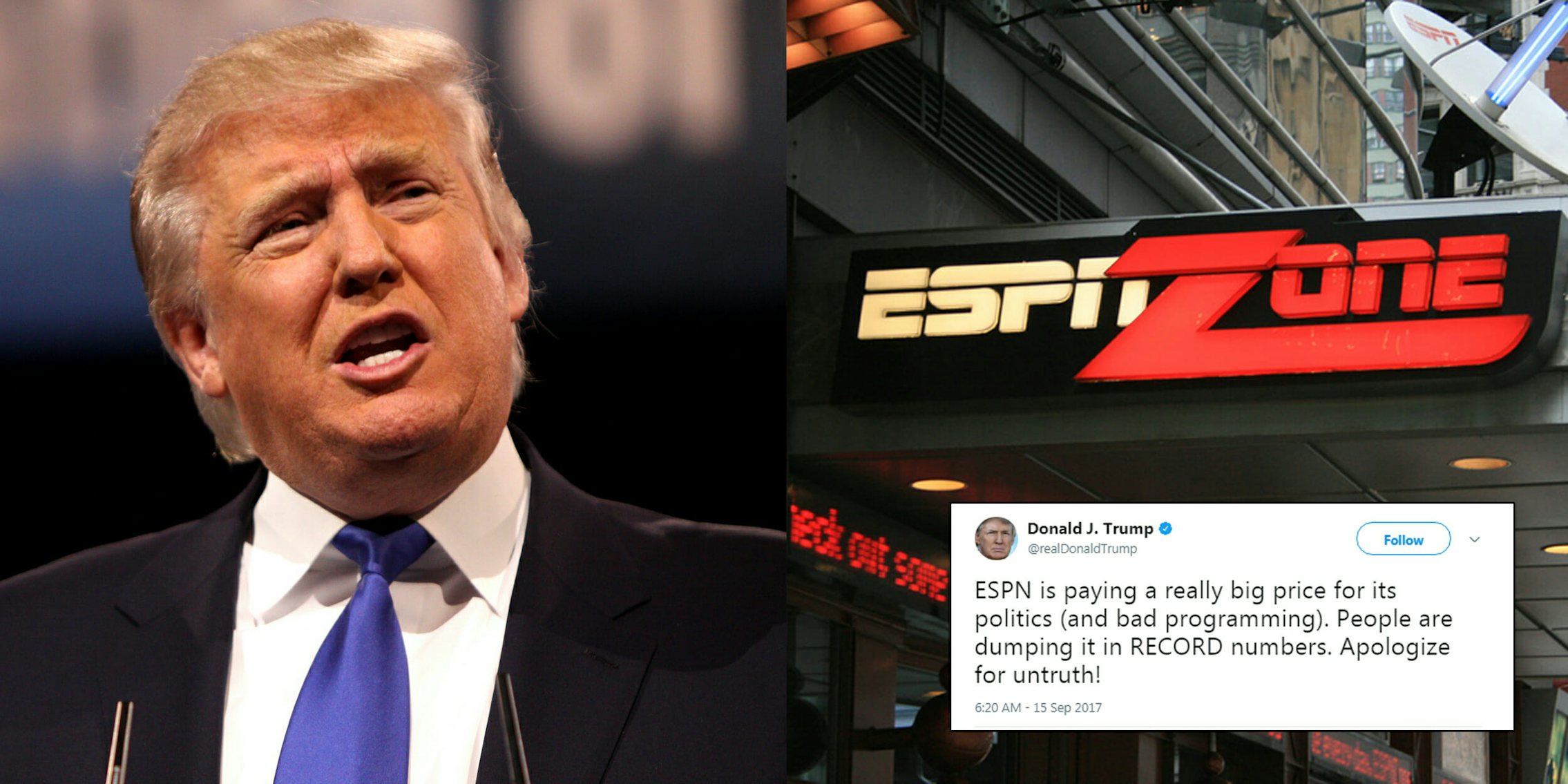 Donald Trump slammed ESPN in a Friday morning tweet.