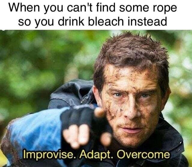 bear grylls adapt meme suicide