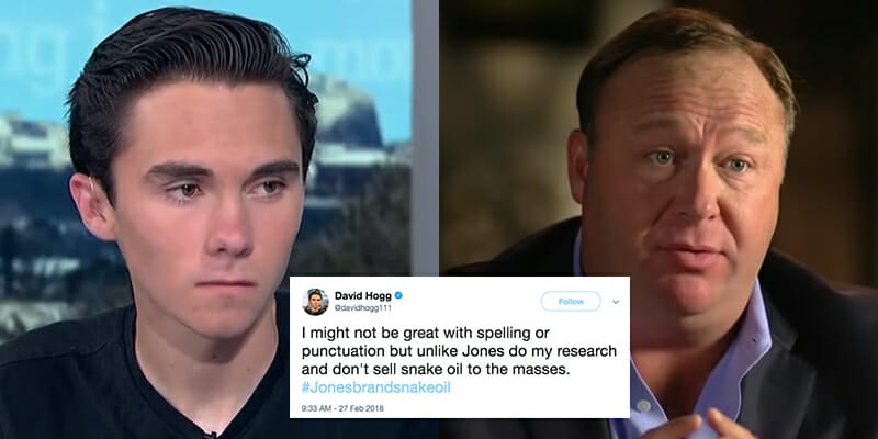 Down to one strike before being banned from YouTube, Alex Hogg implored David Hogg to 'set the record straight' on his show.