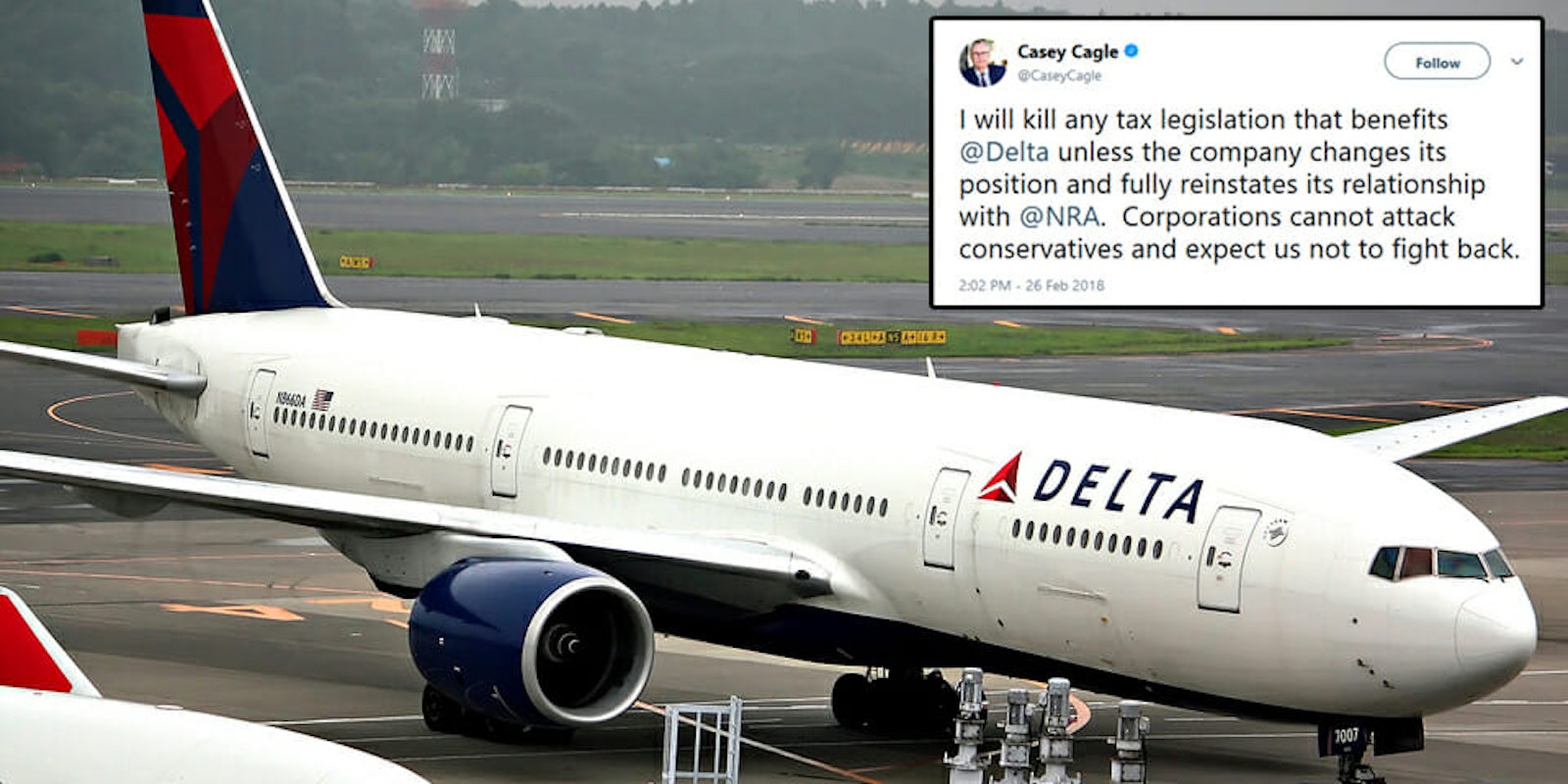 Georgia Republicans are following the lead of Lt. Governor Casey Cagle and are pulling support for a tax break bill for Delta Airlines following its announcement that National Rifle Association (NRA) members would no longer get discounts.