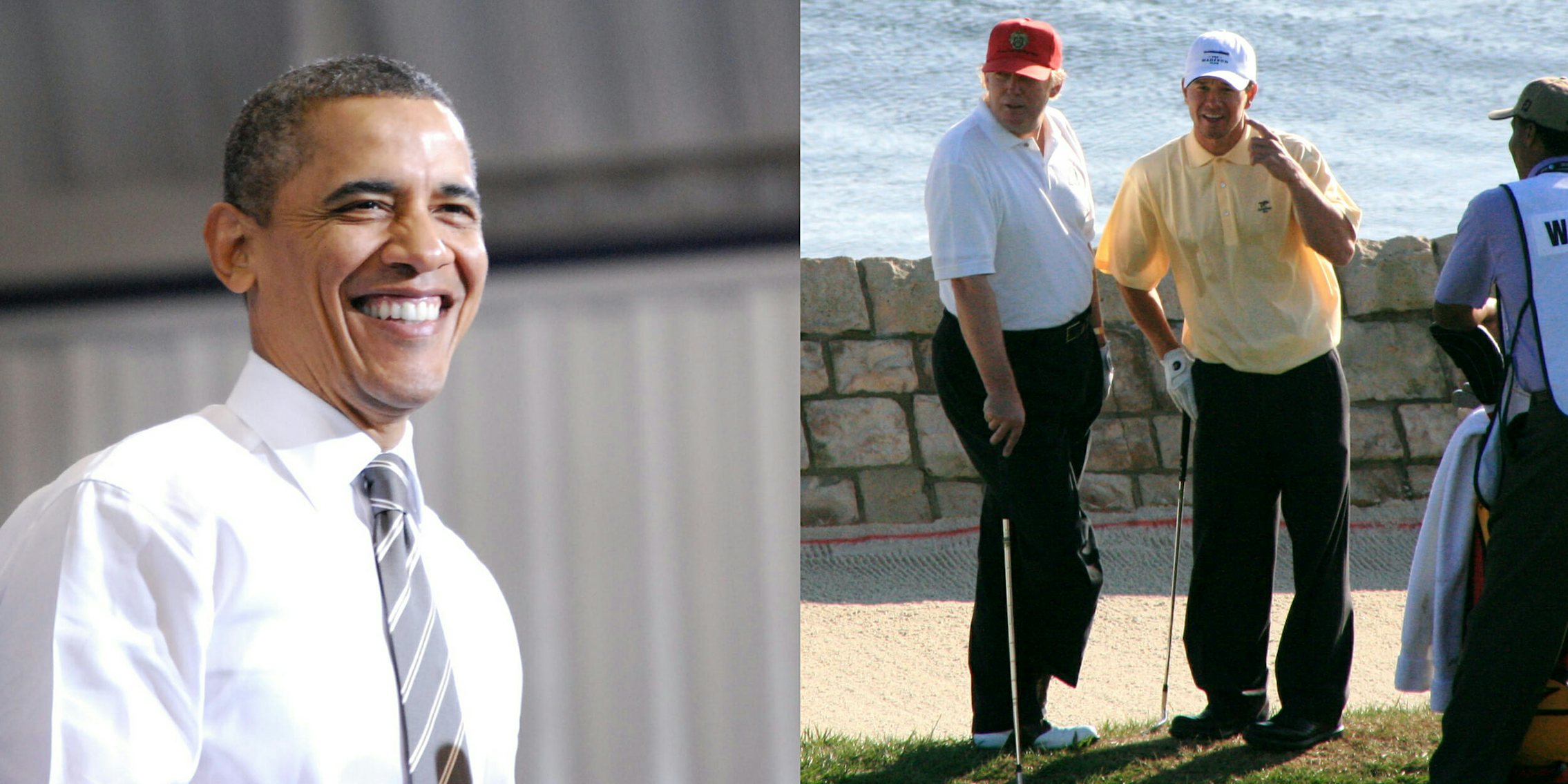 Barack Obama and Donald Trump golfing
