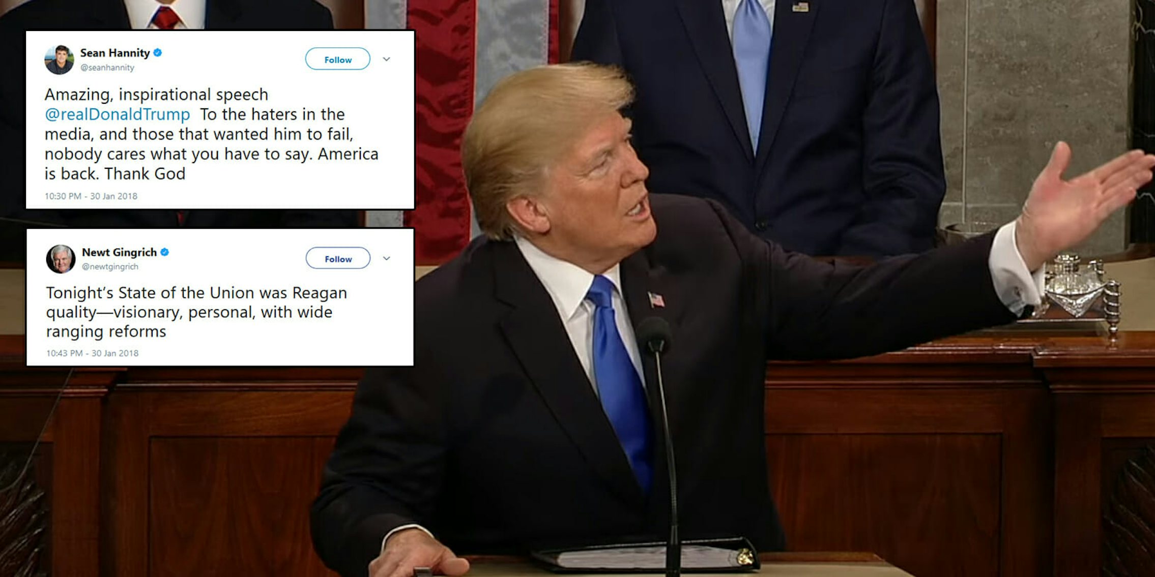 'Amazing,' 'inspirational,' and 'visionary' were just some of the words used by conservatives to heap praise on Trump's first State of the Union address.