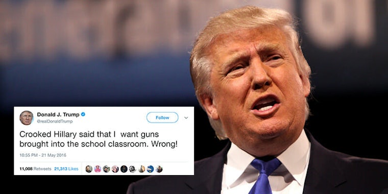 In 2016, Trump tweeted he didn't 'want guns in school classrooms.' On Wednesday, he suggested giving guns to teachers to prevent mass shootings.