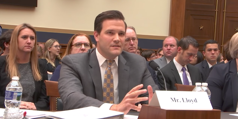 Scott Lloyd, director of the Office of Refugee Resettlement, testifying before the House Judiciary's Subcommittee on Immigration and Border Security.
