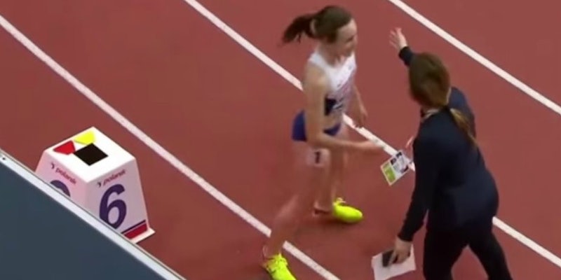Laura Muir gold medal victory lap