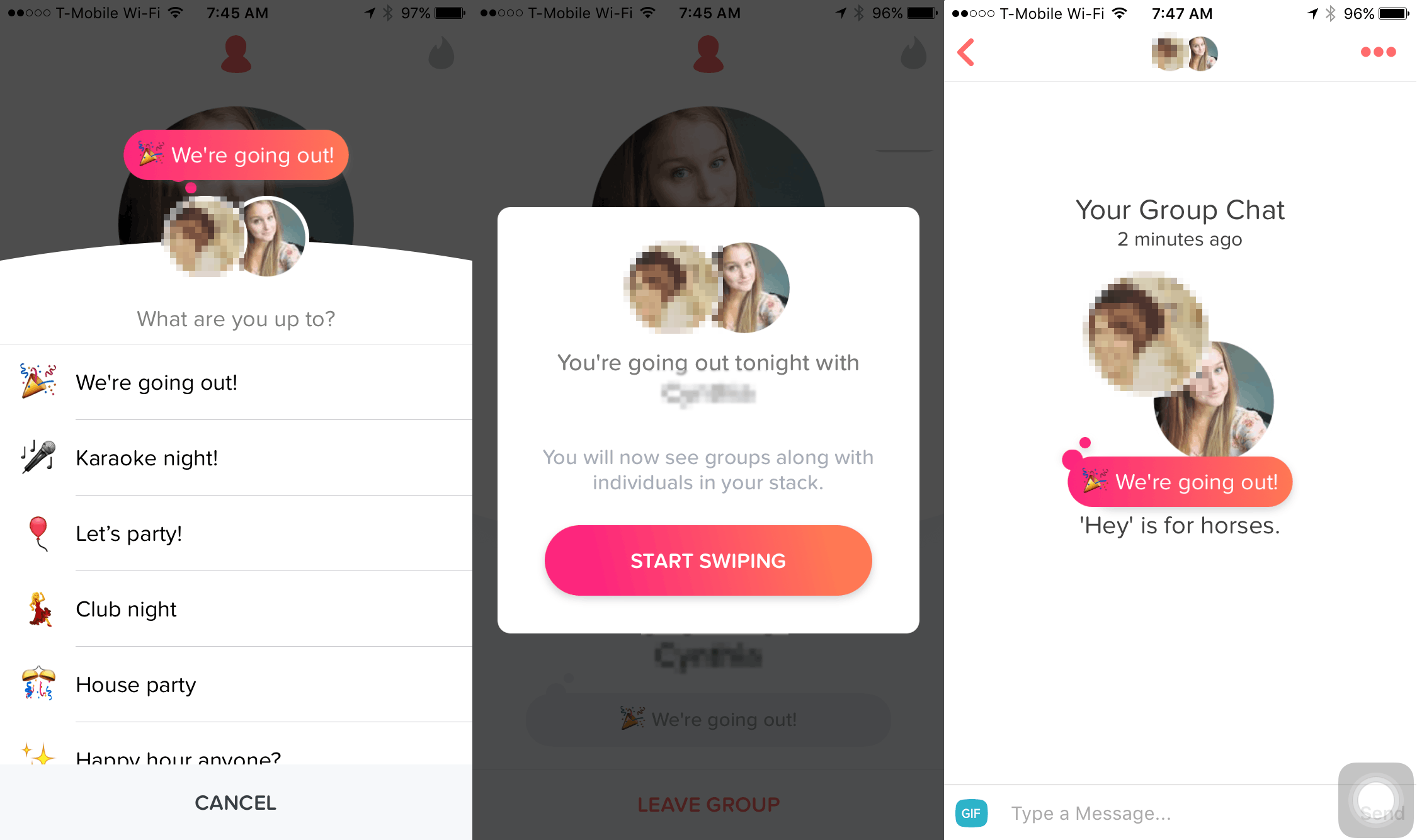 tinder swipe with friends