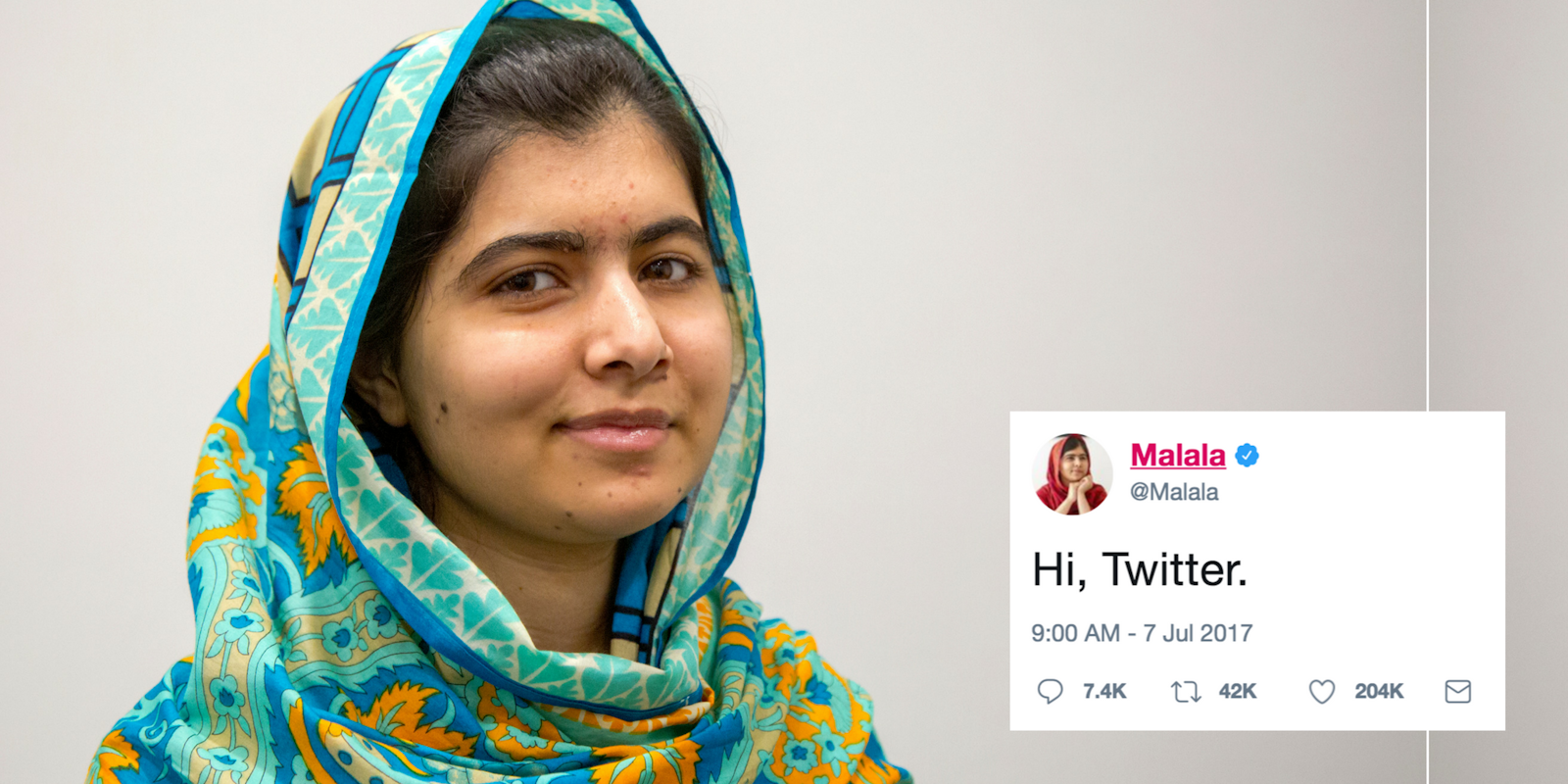 Malala Yousafzai and her first tweet on Twitter