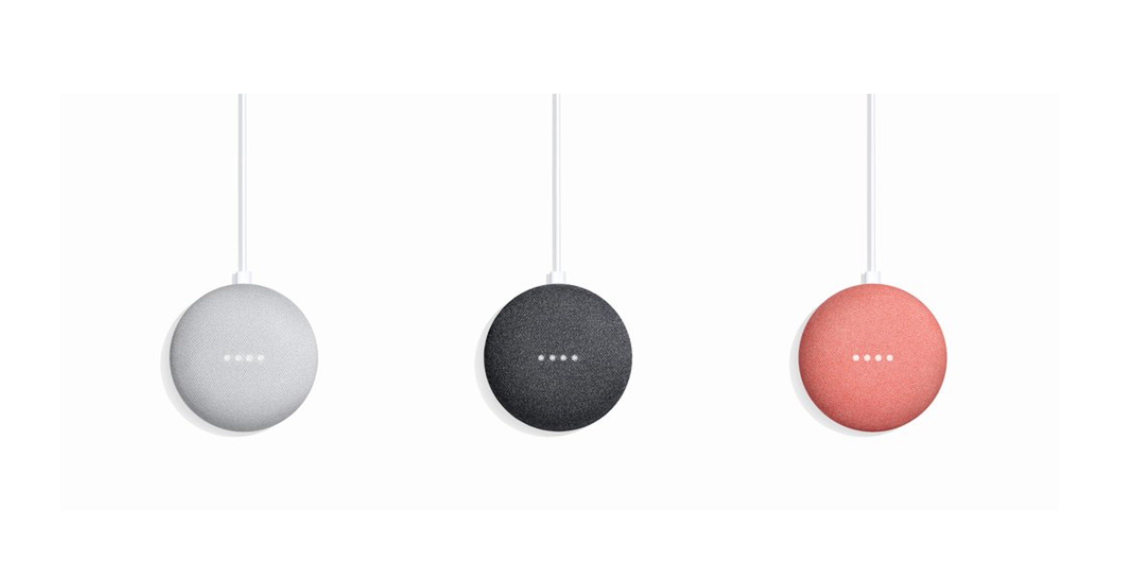 Google Home Mini in three colors