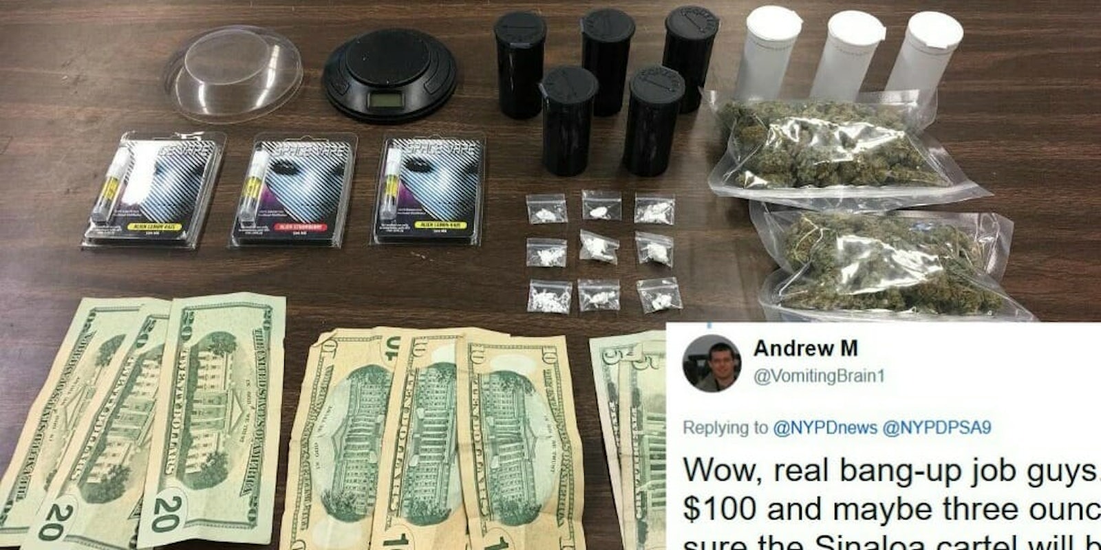 NYPD drug bust Twitter mocking