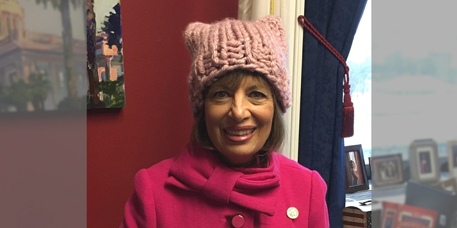 Rep. Jackie Speier from California attending the Women's March in 2017.