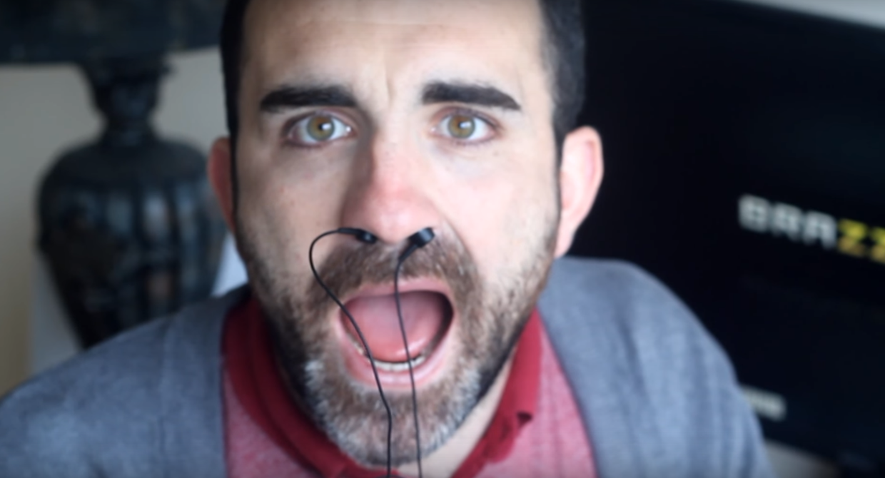 earbuds in nose