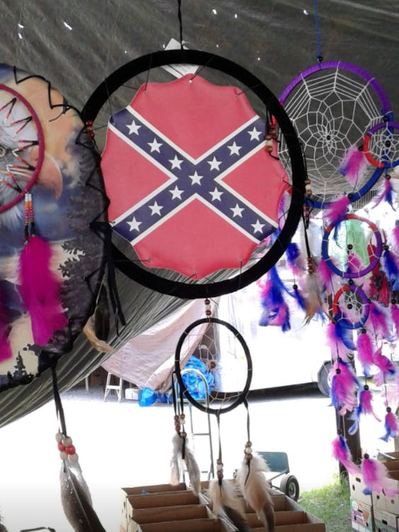 Facebook user Jessica May posted this photo of a Confederate flag-adorned Native American dreamcatcher with the caption: “A friend spotted this at a flea market in Texas lmao. Why. Whhhhhhhhhhhhhhhhhy.” May was suspended for seven days for the post.
