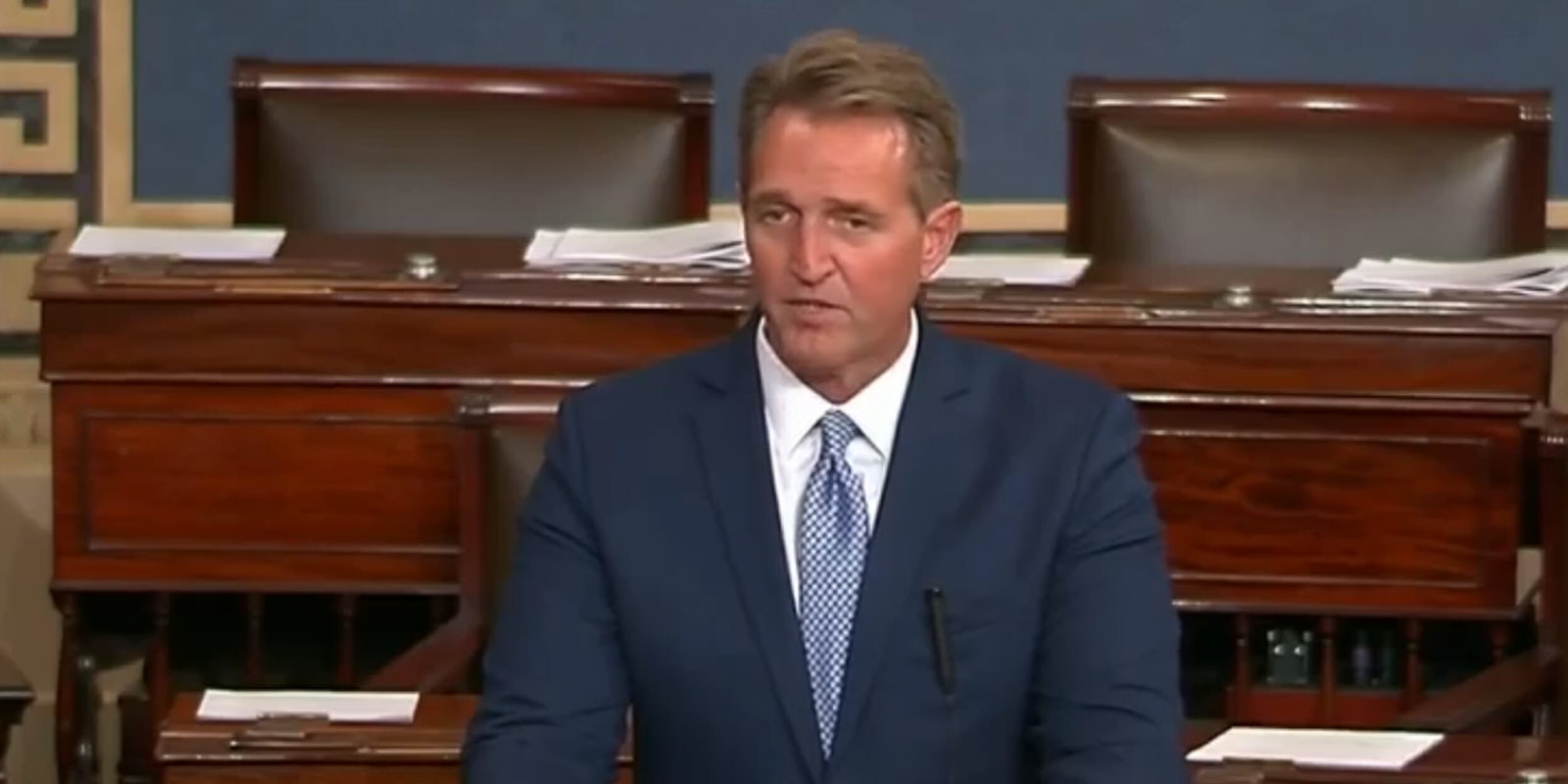 Sen. Jeff Flake roasted Donald Trump in a speech where he announced he would not seek reelection in 2018.