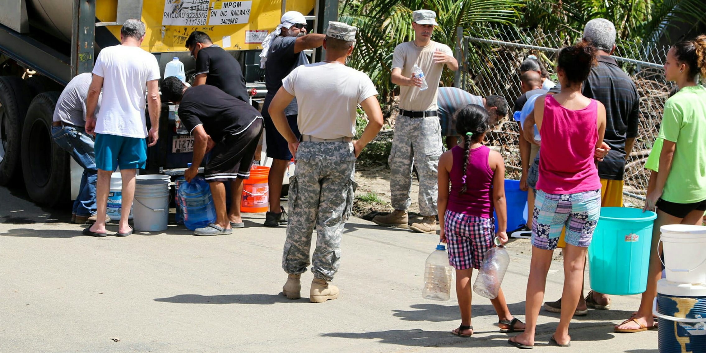 Puerto Rican National Guard delivering fresh water