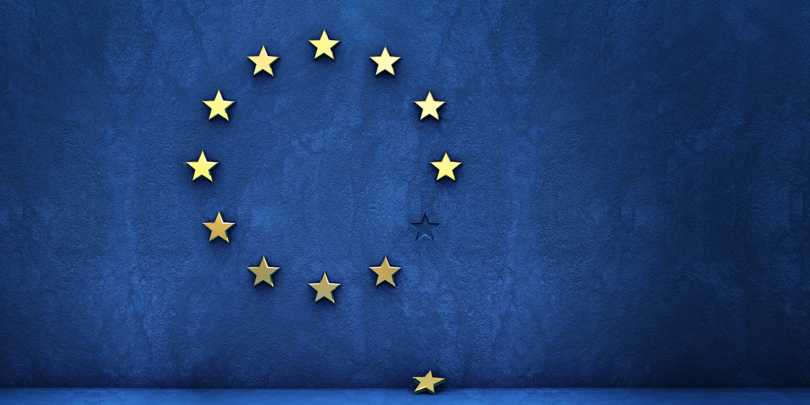 Gold star fallen out of EU logo