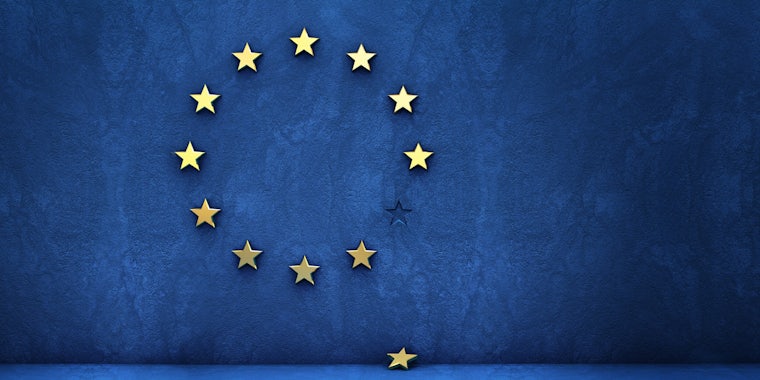 Gold star fallen out of EU logo