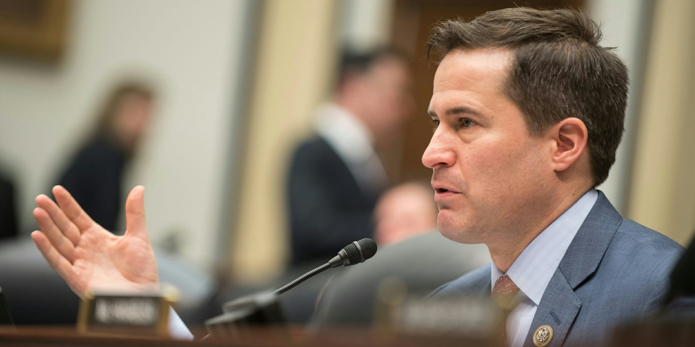 U.S. Rep. Seth Moulton questions senior military leaders during a House Armed Services Committee
