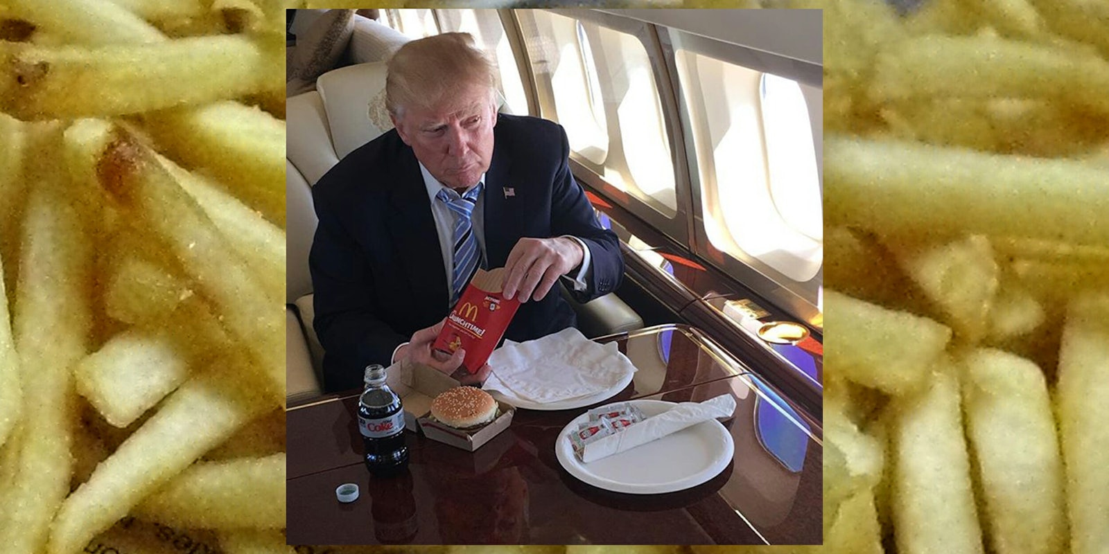 Donald Trump eating McDonald's