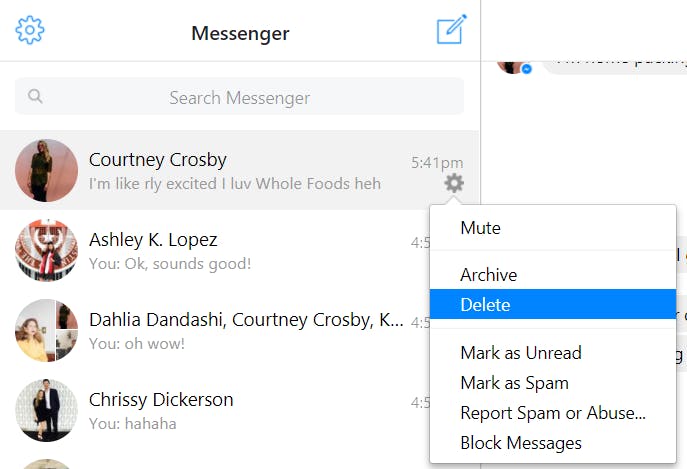 how to delete all Facebook messages