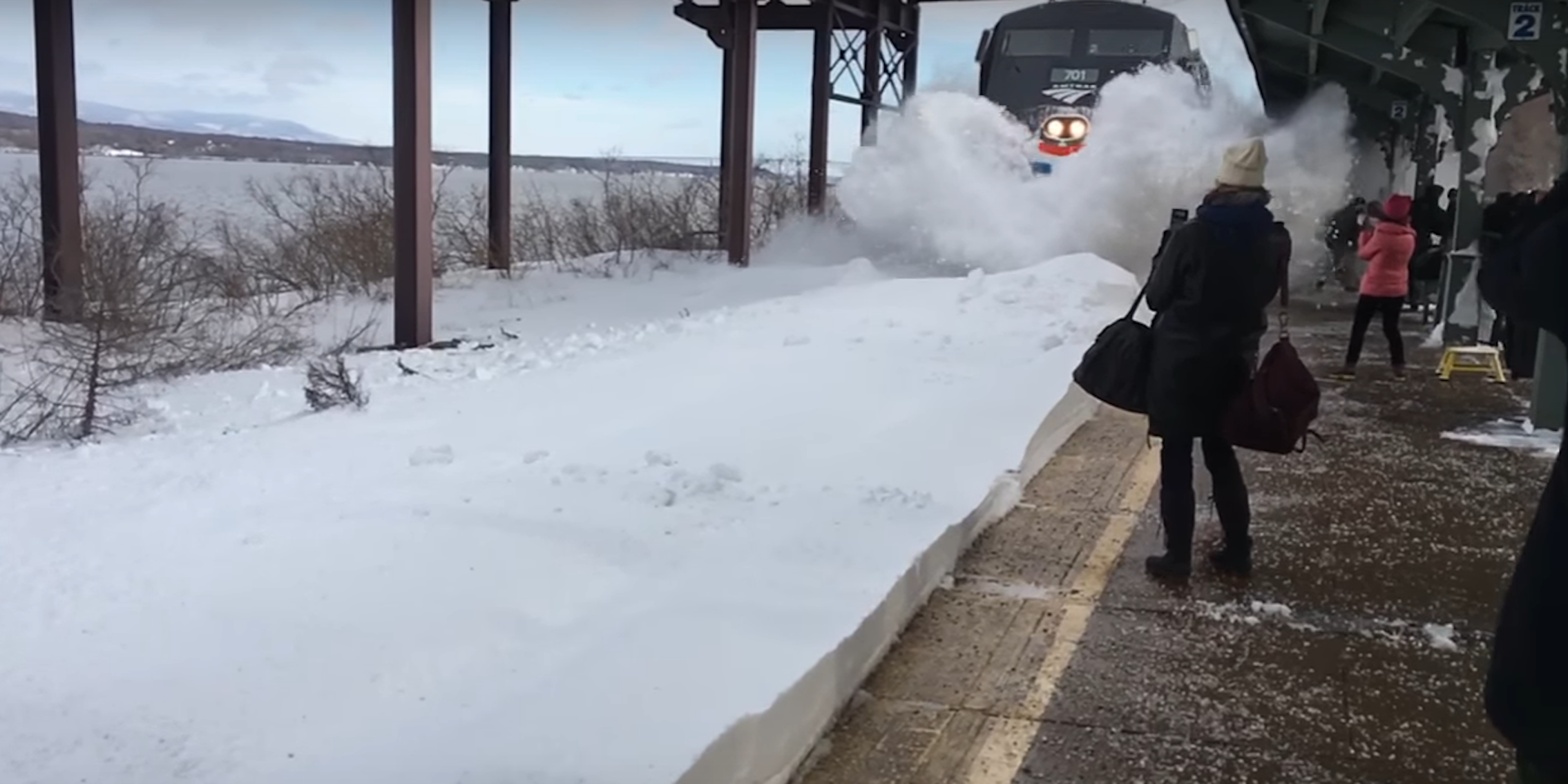train plows snow