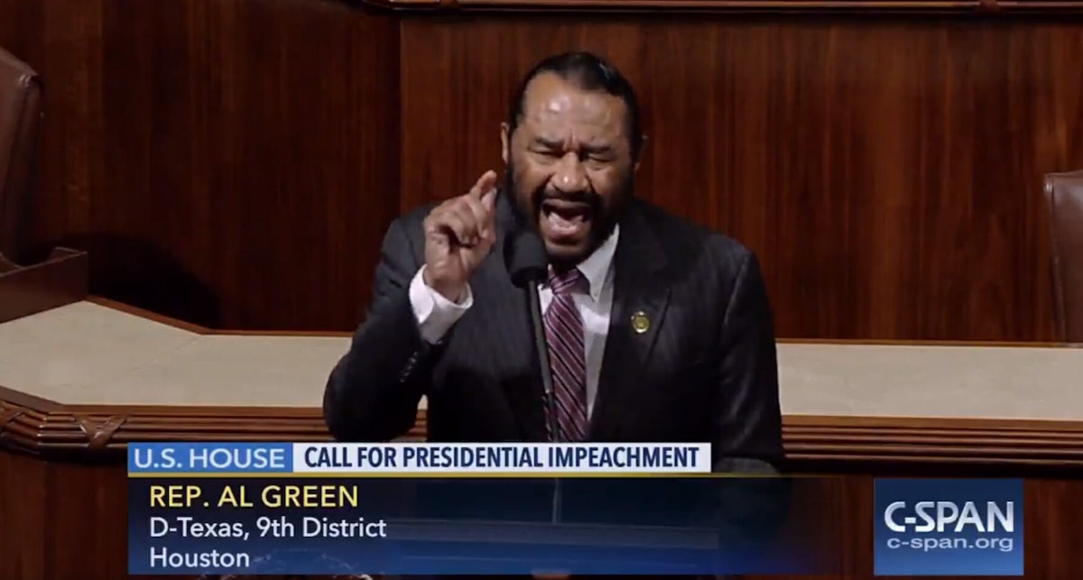 Rep. Al Green calls for the impeachment of Donald Trump on the House floor.