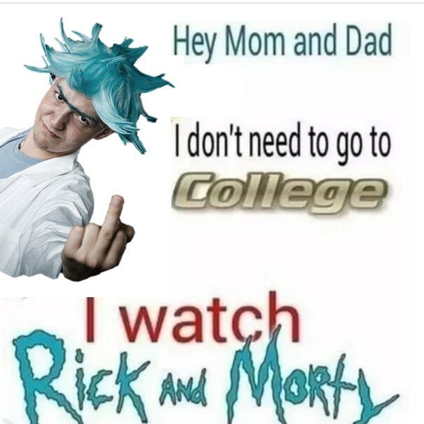 rick and morty fans iq meme don't need college