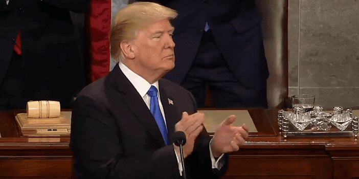 Donald Trump clapping during State of the Union address