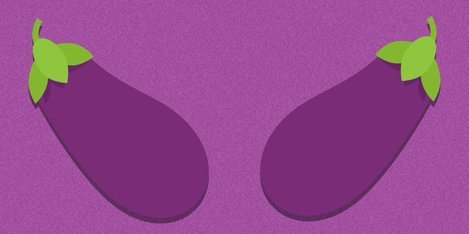Two eggplant emoji facing one another