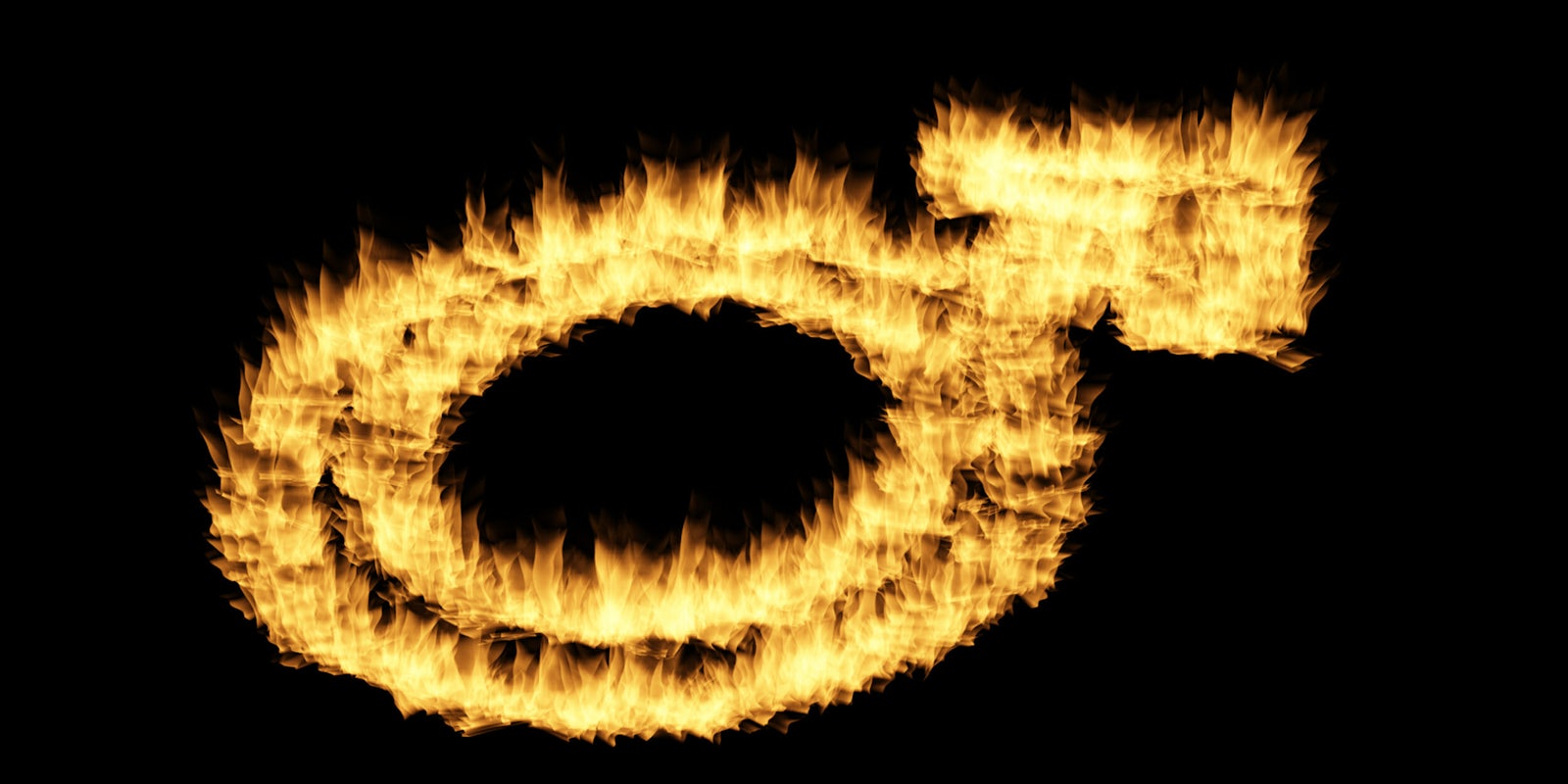 Male symbol made of fire