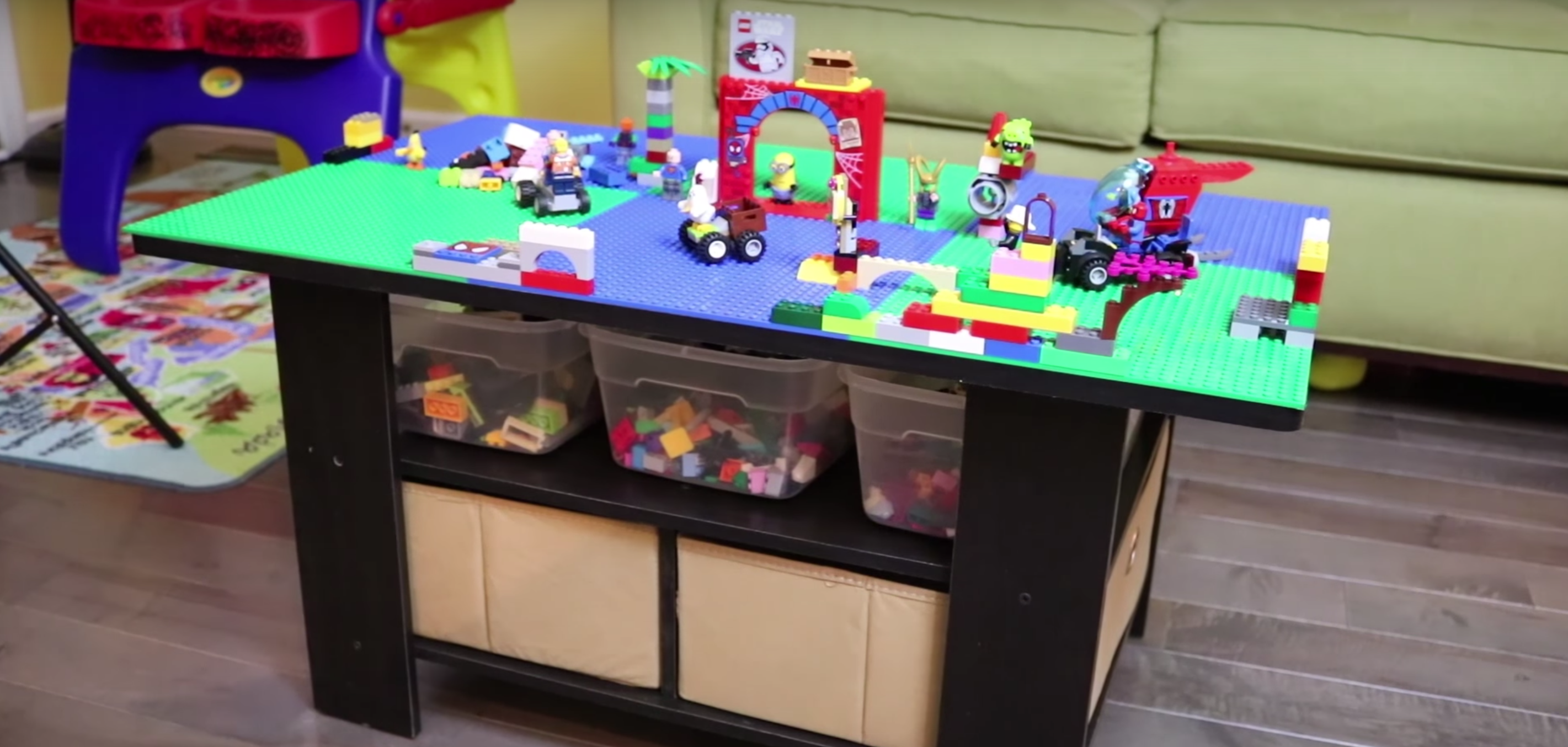 DIY LEGO Table with Storage & Removable Tray