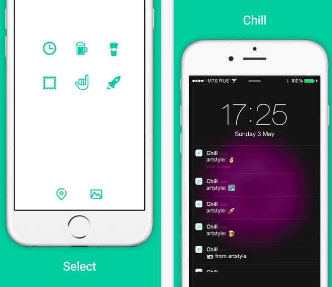 iPhone screenshots of the Chill! app.