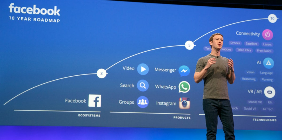 Mark Zuckerberg onstage at F8 2016