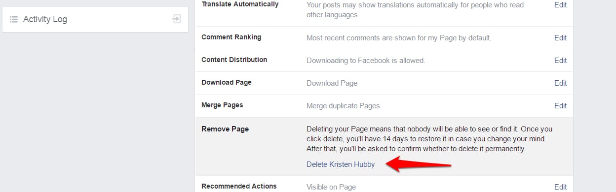 How to delete a Facebook page