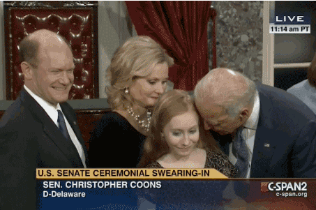 Vice President Biden with the daughter of Sen. Chris Coons (D-Del.)