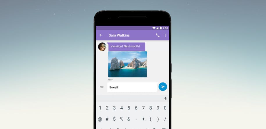 Android N text message screen grab