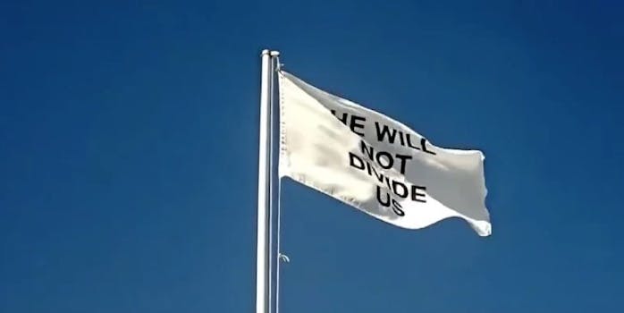 shia labeouf's he will not divide us flag