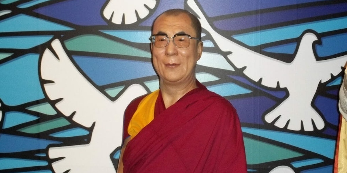Dalai Lama with doves
