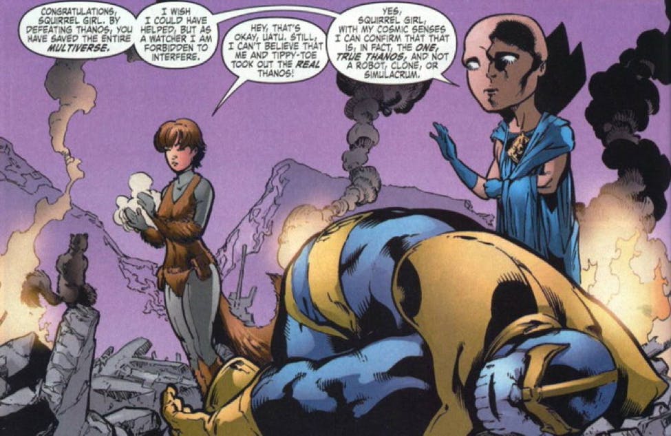 thanos marvel : thanos vs squirrel girl