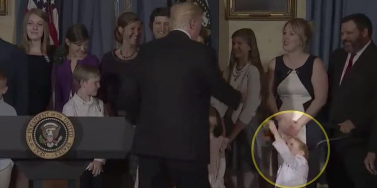 trump and wheelchair boy at healthcare speech