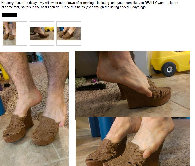 Husband responds to  request asking for photos of wife's feet