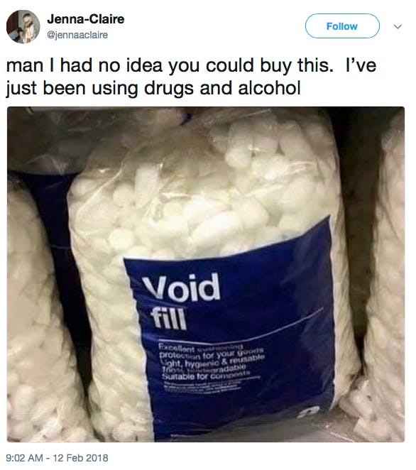 bag of 'void fill' packing peanuts