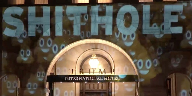 shithole projection on trump hotel in dc