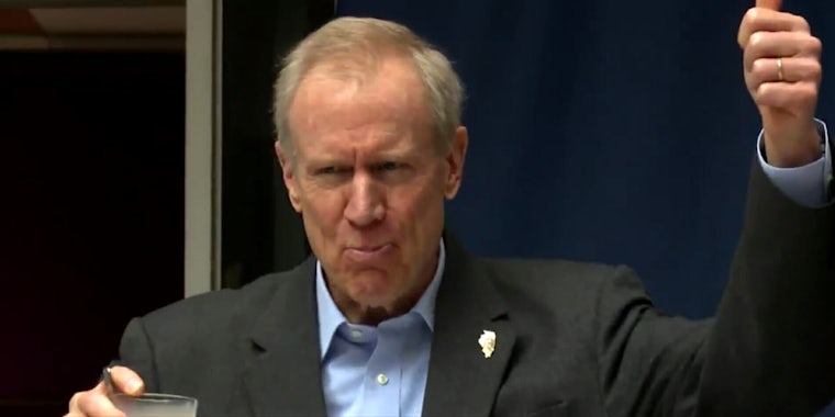 Illinois Governor Bruce Rauner drank chocolate milk to demonstrate his love for diversity.
